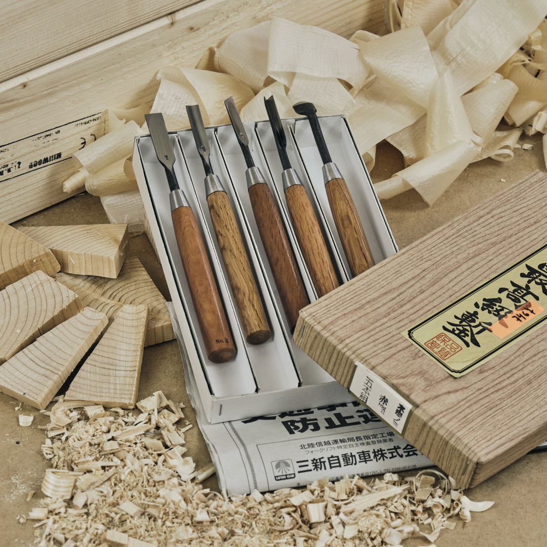 SEIGEN SAKU kézzel készített japán faragóvéső-készlet (5 db)
