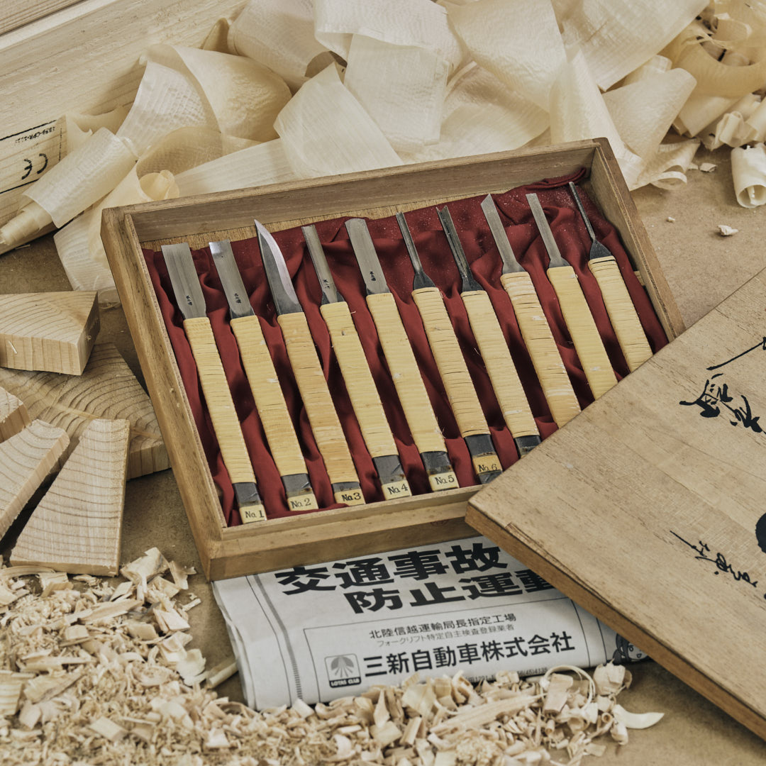 FUJISEI kézzel készített japán faragóvéső-készlet részletes munkákhoz (10 db)