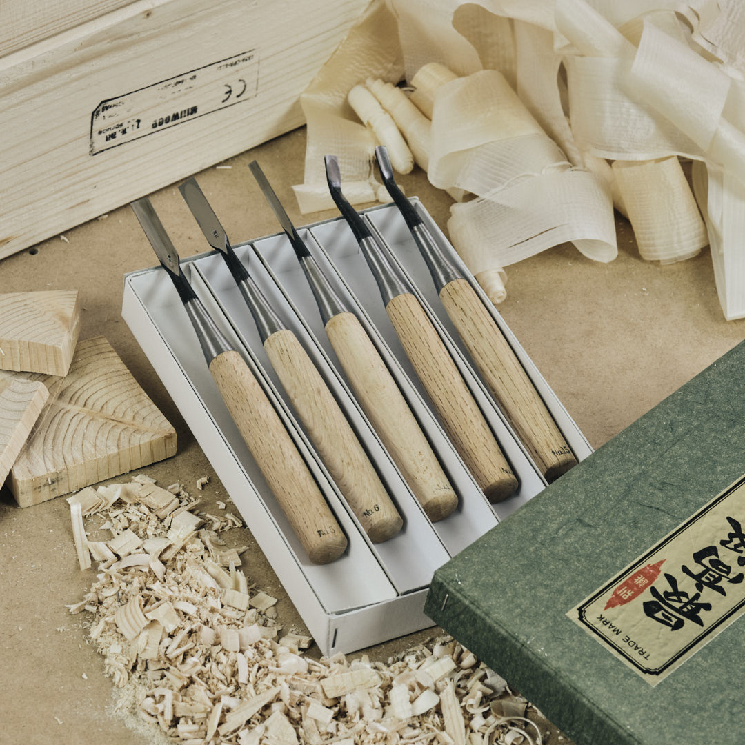 SEIGEN SAKU kézzel készített japán faragóvéső-készlet (5 db)