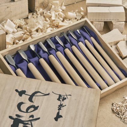 Sada japonských ručne-vyrábaných rezbárskych dlát SEIGEN SAKU - 10 kusov