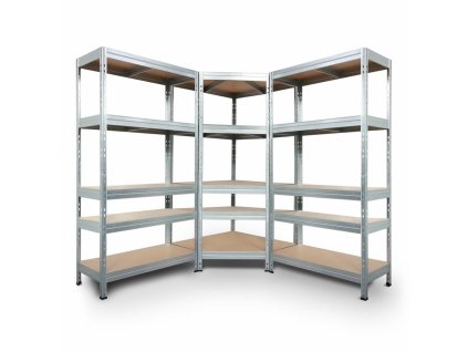 12222 rohovy regalovy system 2000x700x400x425 mm 2x 2000x1200x400 mm kovovy zinkovany 5 policovy nosnost 2500 kg