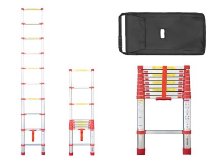 PROFI teleskopický žebřík 1x10, výška 2,9 m, červený 01