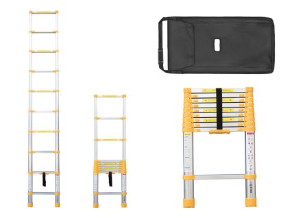 PROFI teleskopický žebřík 1x10, výška 2,9 m, žlutý 01