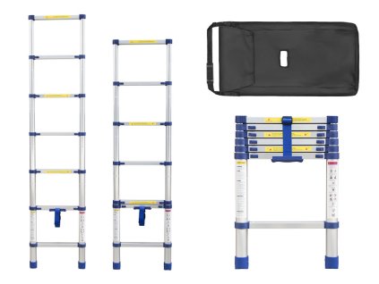PROFI teleskopický žebřík 1x7, výška 2 m, modrý 01