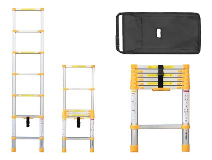 PROFI teleskopický žebřík 1x7, výška 2 m, žlutý 01