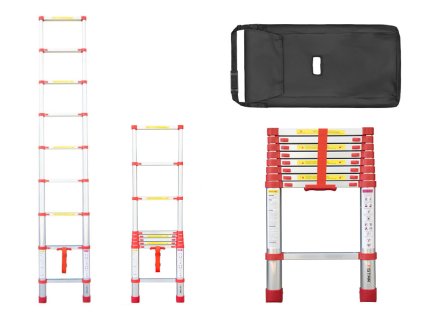 PROFI teleskopický žebřík 1x9, výška 2,6 m, červený 01
