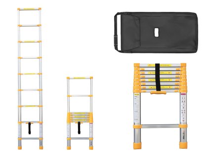 PROFI teleskopický žebřík 1x9, výška 2,6 m, žlutý 01