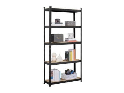 Regál 1800x750x300 mm lakovaný 5-policový, nosnost 875 kg - ČERNÝ 01