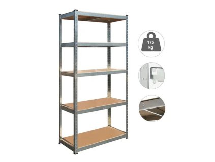 Regál 2000x1000x300 mm kovový zinkovaný 5-policový, nosnost 875 kg 01