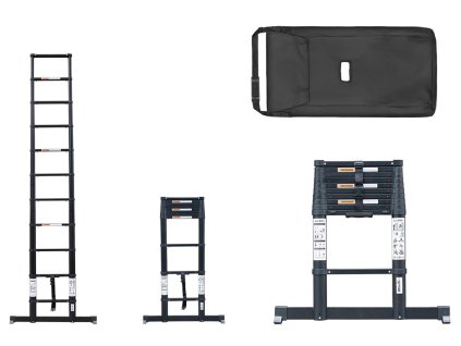 PROFI teleskopický žebřík 1x11, výška 3,2 m, černý 01