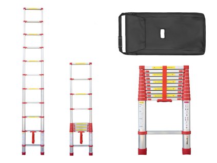 PROFI teleskopický žebřík 1x11, výška 3,2 m, červený 01