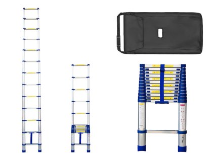 PROFI teleskopický žebřík 1x13, výška 3,8 m, modrý 011x13tcb