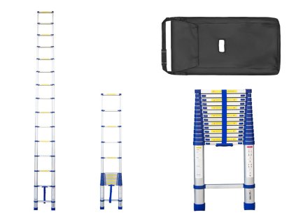 PROFI teleskopický žebřík 1x15, výška 5 m, modrý 01