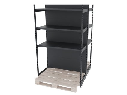Regal sklepowy wzmacniany gondola do palety Mago H 210 cm L 128 cm G 128 cm modul bazowy grafitowy mpp001065 7