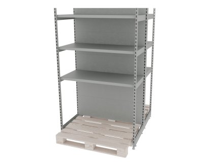 Regal sklepowy wzmacniany gondola do palety Mago H 210 cm L 128 cm G 128 cm modul bazowy jasny szary mpp001066 7