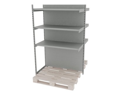 Regal sklepowy wzmacniany gondola do palety Mago H 210 cm L 1265 cm G 128 cm modul dostawny jasny szary MPP001069 7