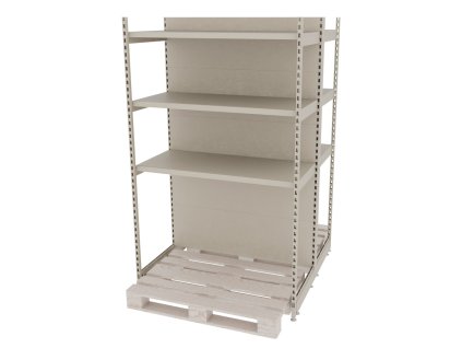 Regal sklepowy wzmacniany gondola do palety Mago H 210 cm L 128 cm G 128 cm modul bazowy kremowy MPP001067 7