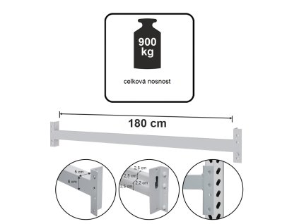 Trawers schodkowy MAGO HX L 180 cm 6×5 cm maks. nosnosc 900 kg 5N060 szary