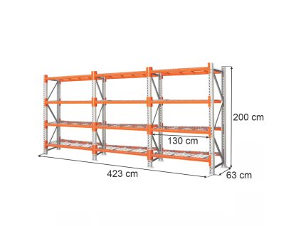 Regal magazynowy 12 polkowy MGL MAGO HX H 200 cm L 423 cm G 63 cm 300 kg MPP001237