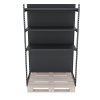 Regal sklepowy wzmacniany gondola do palety Mago H 210 cm L 128 cm G 128 cm modul bazowy grafitowy mpp001065 2