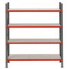 regal magazynowy 4 polkowy do magazynu garazu piwnicy warsztatu metalowy modulowy do samodzielnego montazu czerwono grafitowy nosnosc 300kg Mega M 200x267x60 4 1024x1024