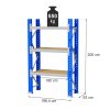 Regal magazynowy 3 polkowy MGL MAGO HX H 200 cm L 196.4 cm G 63 cm 550 kg modul bazowy niebiesko szary MPP001044 1