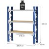 Regal magazynowy 3 polkowy MGL MAGO HX H 300 cm L 286.4 cm G 75 cm 570 kg modul bazowy niebiesko szary MPP000471