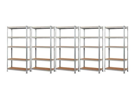 PROMOCJA - Pakiet: 5x Regał 180x90x60 cm metalowy ocynkowany, 5-półkowy, nośność 875 kg