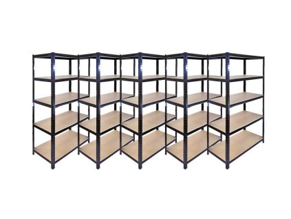 PROMOCJA - Pakiet: 5x Regał 180x120x50 cm lakierowany, 5-półkowy, nośność 875 kg - CZARNY