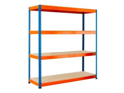 Regál 1800x1200x800 mm PROFESIONÁLNÍ lakovaný 4-policový, nosnost 1600 kg - MODRO-ORANŽOVÝ 02