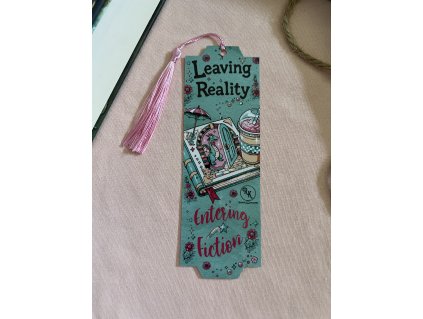 leaving reality - laminált könyvjelző - rózsaszín ( laminált & bojt )