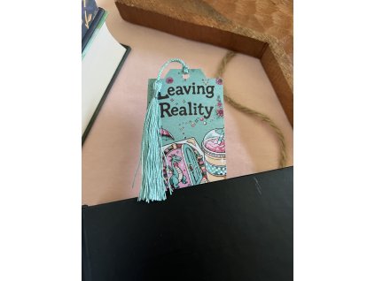 leaving reality - laminált könyvjelző - zöldeskék ( laminált & bojt )