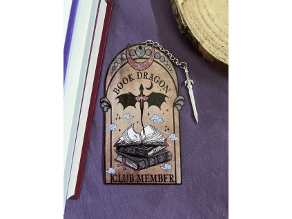 bookdragon - laminált - fém medállal ellátott könyvjelző