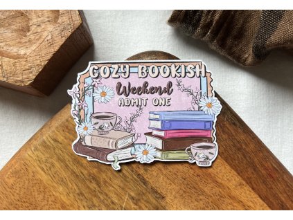 Cozy Bookish Weekend fényes matrica