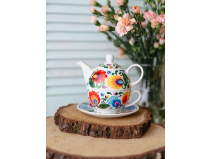 filizanka halinka imbryczek lowicka biala1