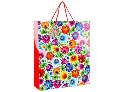 torebka ozdobna folk z motywem ludowym lowicka biala xl 4762 1