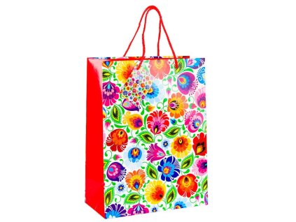 torebka ozdobna folk z motywem ludowym lowicka biala l 0644 1