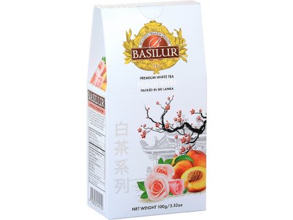 Basilur White tea Peach rose papír 100g - broskev růže