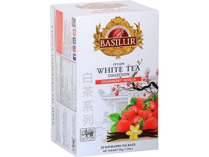 Basilur White tea Strawberry vanilla přebal 20x1,5g - jahoda vanilka