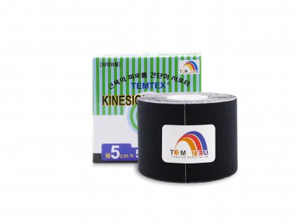 Temtex kinesio tape Classic, čierna tejpovacia páska 5cm x 5m