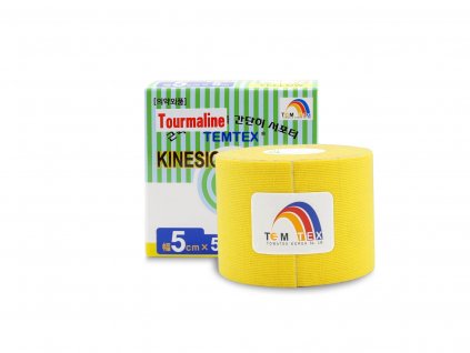 Temtex kinesio tape Tourmaline, žltá tejpovacia páska 5cm x 5m