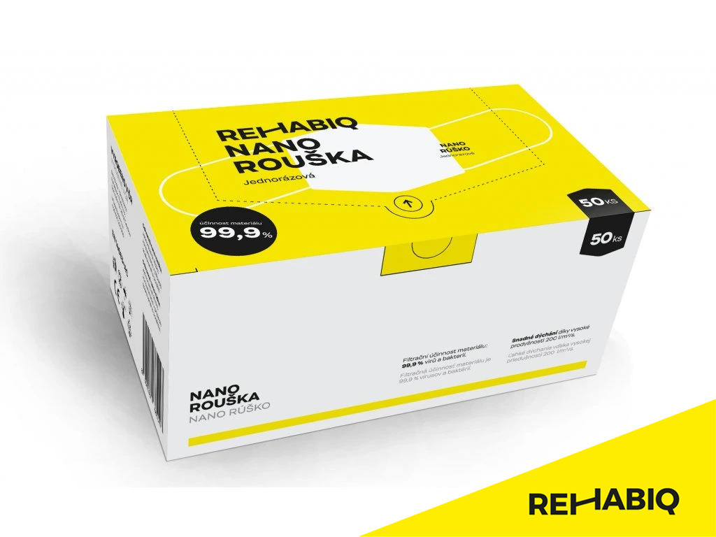E-shop České jednorázové nano rúška Rehabiq s účinnosťou 12 hodín, 50 ks