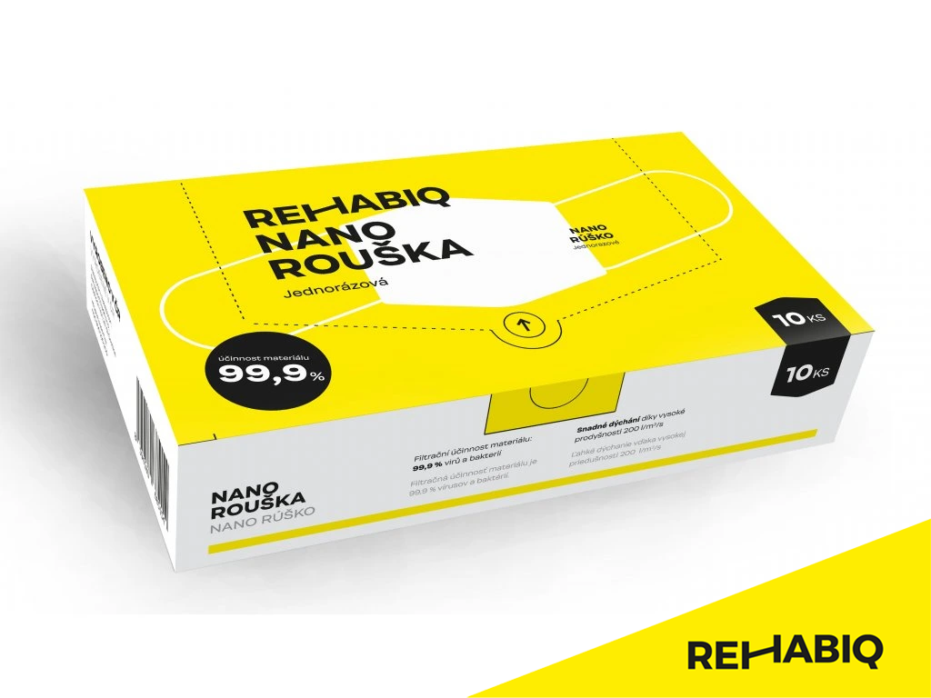 E-shop České jednorázové nano rúška Rehabiq s účinnosťou 12 hodín, 10 ks
