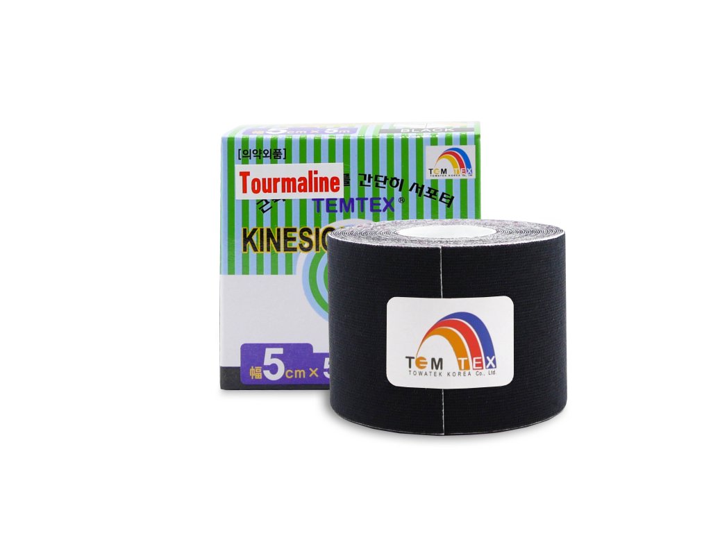 Temtex kinesio tape Tourmaline, černá tejpovací páska 5cm x 5m