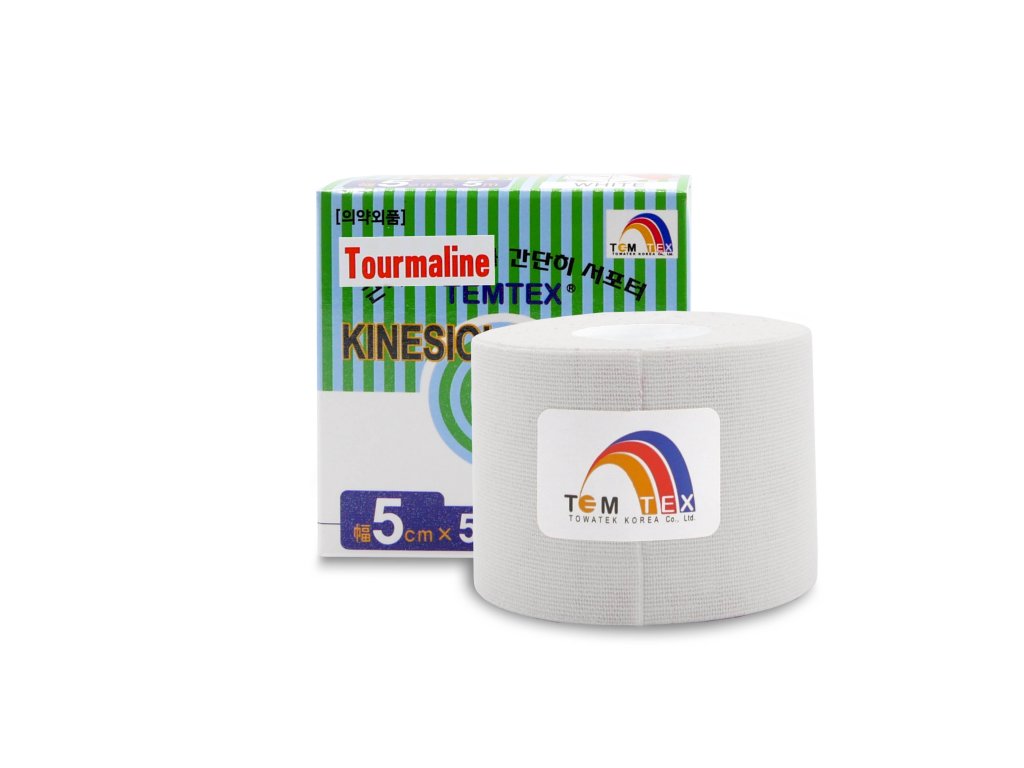 Temtex kinesio tape Tourmaline, bílá tejpovací páska 5cm x 5m