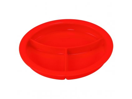 Dělený talíř s přihrádkami, červený