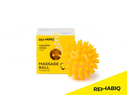8594180685192 RIQ JEZ6 Rehabiq Masážní míček ježek, 6 cm, žlutý logo