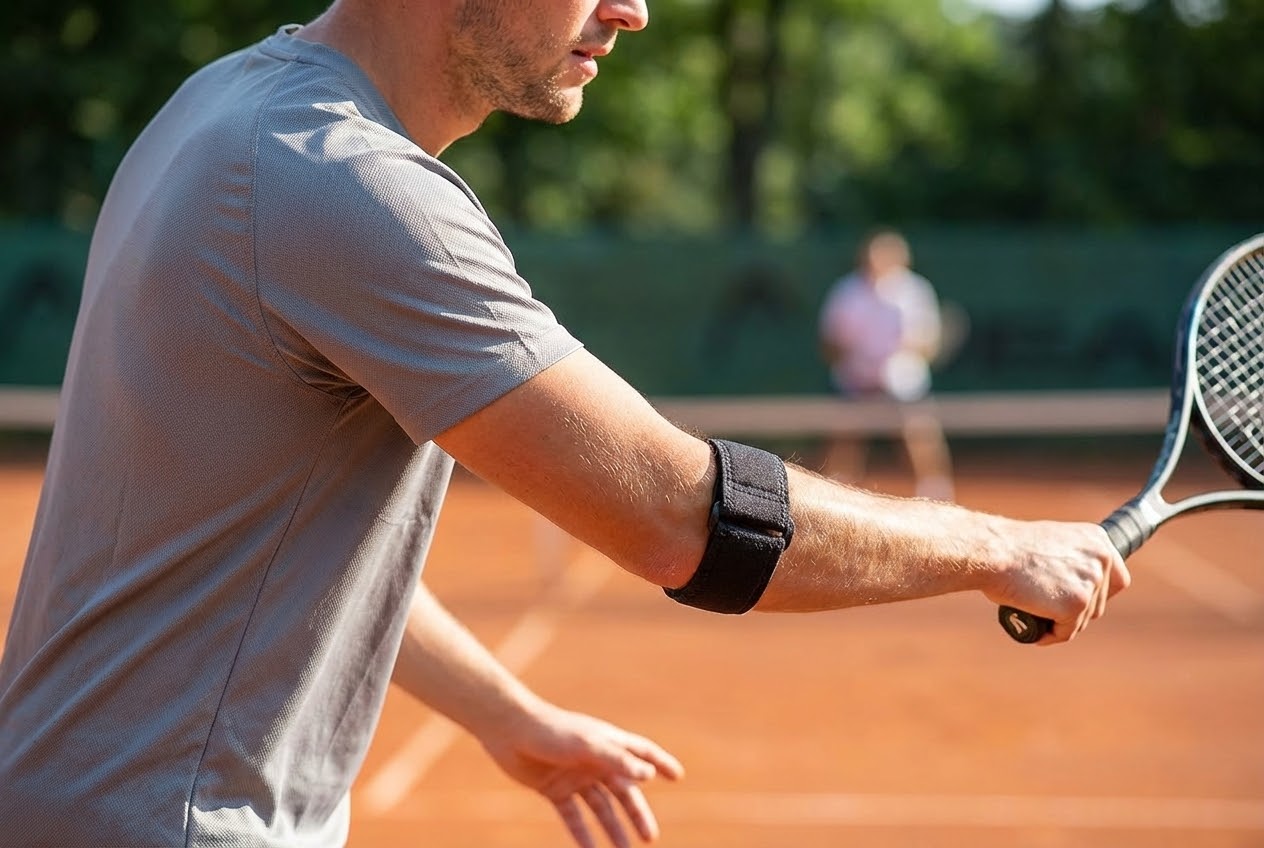 Mueller Tennis Elbow Support w/Gel Pad, pásek na tenisový loket s gelovým polštářkem