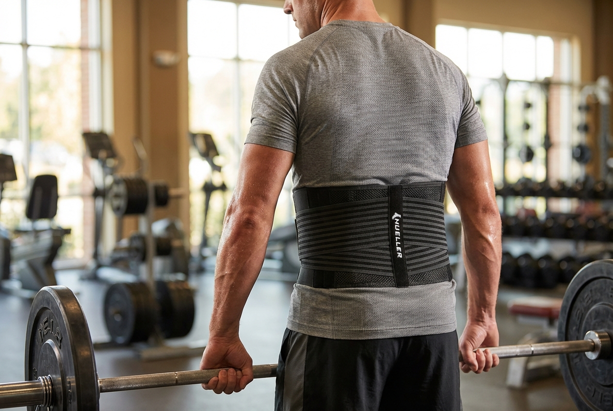 Mueller Lumbar 4-in-1 Back Brace, bederní pás s hřejivým/chladivým sáčkem