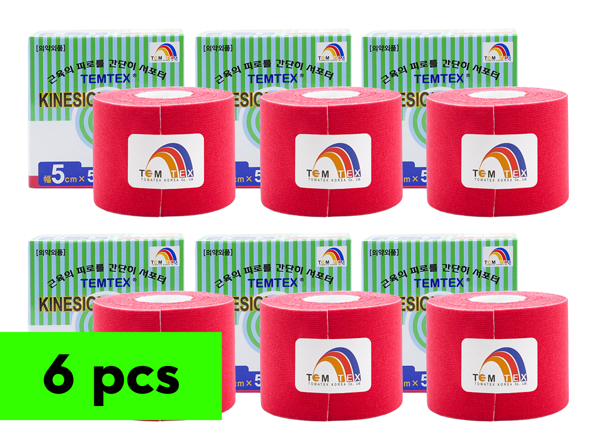 TEMTEX tape Classic, červená 5cm x 5m, 6ks
